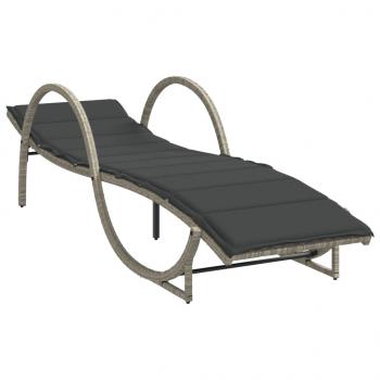 Sonnenliegen 2 Stk. mit Auflagen Hellgrau Poly Rattan