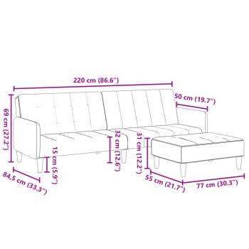 Schlafsofa 2-Sitzer mit Fußhocker Blau Samt