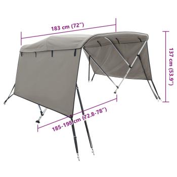 3-Bow Bimini-Top mit Seitenteilen 183x(185-198)x137 cm
