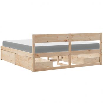 Bett mit Schubladen und Matratze 200x200 cm Massivholz Kiefer