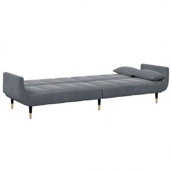 Schlafsofa 2-Sitzer mit Fußhocker Dunkelgrau Samt