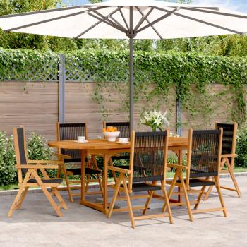 ARDEBO.de - 7-tlg. Garten-Essgruppe Polypropylen und Massivholz Schwarz