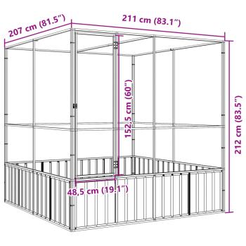Voliere Silbern 211x207x212 cm Stahl