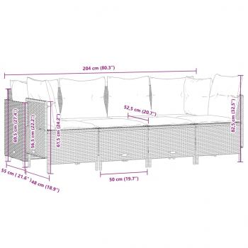 5-tlg. Garten-Sofagarnitur mit Kissen Beige Poly Rattan