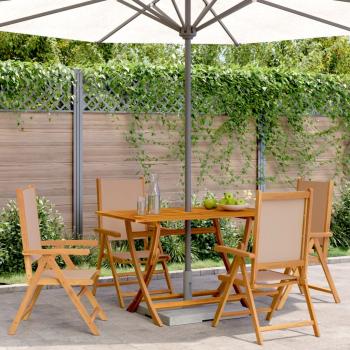 ARDEBO.de - Gartenstühle Verstellbar 4 Stk. Taupe Stoff und Massivholz