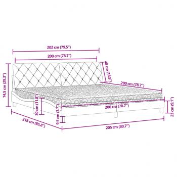 Bett mit Matratze Dunkelgrau 200x200 cm Samt