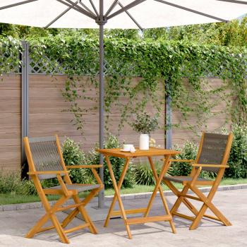 ARDEBO.de - 3-tlg. Bistro-Set Grau Polypropylen und Massivholz