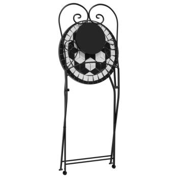 Mosaik-Bistro-Set Schwarz und Weiß Eisen und Keramik