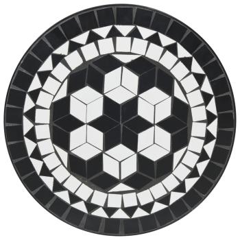 Mosaik-Bistro-Set Schwarz und Weiß Eisen und Keramik