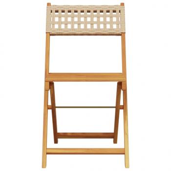 Gartenstühle 8 Stk. Klappbar Beige Poly Rattan & Massivholz