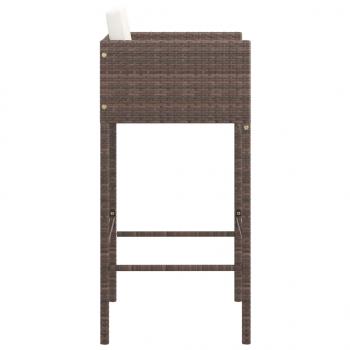 Barhocker 4 Stk. mit Kissen Braun Poly Rattan