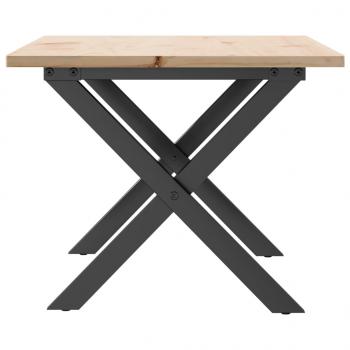 Couchtisch X-Gestell 80x50x40cm Massivholz Kiefer und Gusseisen