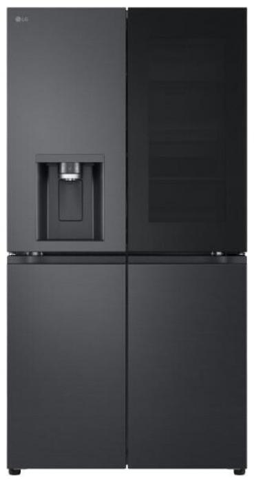 ARDEBO.de LG GMG960EVJE Stand Side-by-Side Kombination, 91,4 cm breit, 638 L, Total No Frost, Eis-, Crushed Ice- und Wasserspender, ThinQ (WLAN), Festwasseranschluss, Essence Black Steel