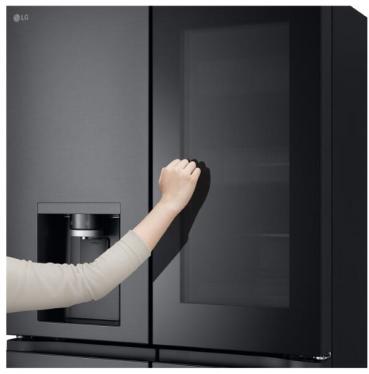 LG GMG960EVJE Stand Side-by-Side Kombination, 91,4 cm breit, 638 L, Total No Frost, Eis-, Crushed Ice- und Wasserspender, ThinQ (WLAN), Festwasseranschluss, Essence Black Steel