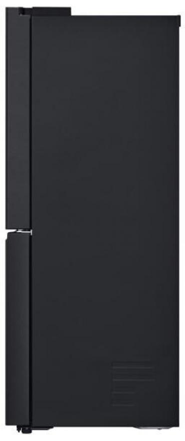 LG GMG960EVJE Stand Side-by-Side Kombination, 91,4 cm breit, 638 L, Total No Frost, Eis-, Crushed Ice- und Wasserspender, ThinQ (WLAN), Festwasseranschluss, Essence Black Steel