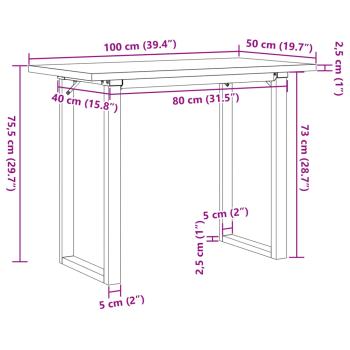 Esstisch O-Gestell 100x50x75,5 cm Massivholz Kiefer & Gusseisen