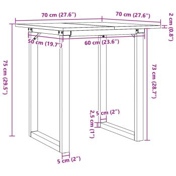 Esstisch O-Gestell 70x70x75 cm Massivholz Kiefer und Gusseisen