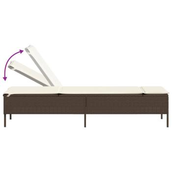 Sonnenliege mit Auflage Braun Poly Rattan