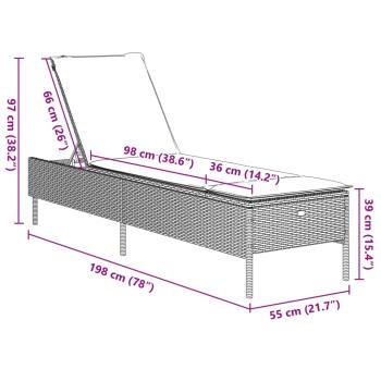 Sonnenliege mit Auflage Beige Poly Rattan