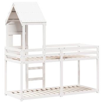 ARDEBO.de - Etagenbett mit Dach Weiß 80x200 cm Massivholz Kiefer