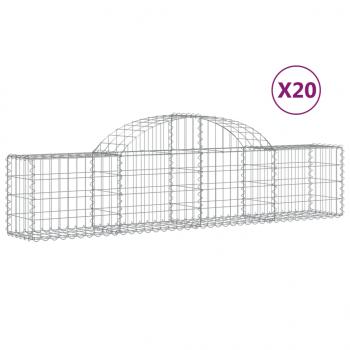 ARDEBO.de - Gabionen mit Hochbogen 20 Stk. 200x30x40/60 cm Verzinktes Eisen