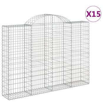 ARDEBO.de - Gabionen mit Hochbogen 15Stk. 200x30x140/160cm Verzinktes Eisen