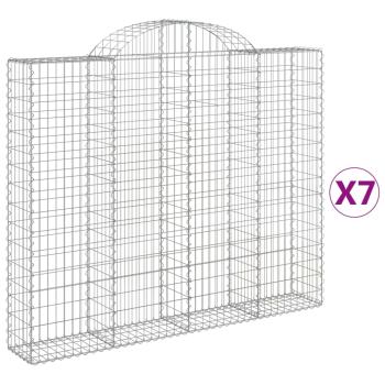 Gabionen mit Hochbogen 7 Stk. 200x30x160/180cm Verzinktes Eisen