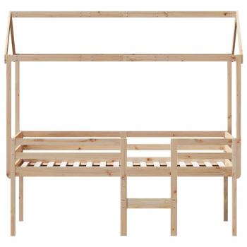 Hochbett mit Dach 90x190 cm Massivholz Kiefer