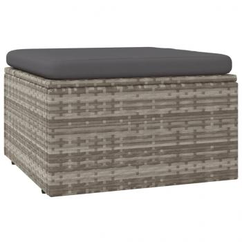 5-tlg. Garten-Lounge-Set mit Kissen Grau Poly Rattan