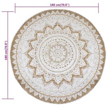 Teppich Jute Geflochten Bedruckt 180 cm Rund