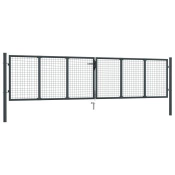 Maschen-Gartentor verzinkter Stahl 400 x 125 cm Grau