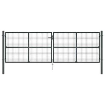 Maschen-Gartentor verzinkter Stahl 400 x 125 cm Grau