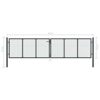 Maschen-Gartentor verzinkter Stahl 400 x 125 cm Grau