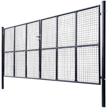 Mesh-Gartentor Verzinkter Stahl 400 x 175 cm Grau