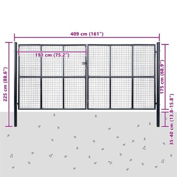 Mesh-Gartentor Verzinkter Stahl 400 x 175 cm Grau