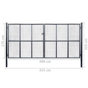 Mesh-Gartentor Verzinkter Stahl 400 x 175 cm Grau