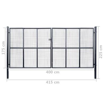 Mesh-Gartentor Verzinkter Stahl 400 x 175 cm Grau
