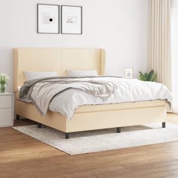 ARDEBO.de - Boxspringbett mit Matratze Creme 160x200 cm Stoff