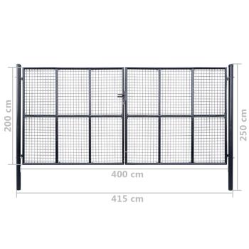 Mesh-Gartentor Verzinkter Stahl 400 x 200 cm Grau