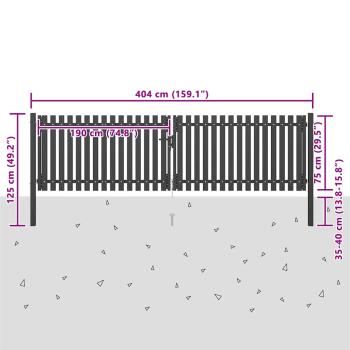 Gartentor Stahl 4x1,25 m Anthrazit