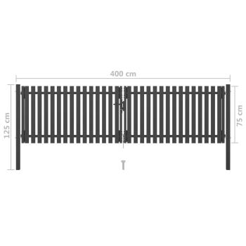Gartentor Stahl 4x1,25 m Anthrazit