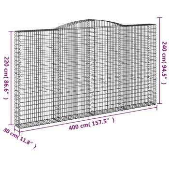 ARDEBO.de - Gabionen mit Hochbogen 8 Stk. 400x30x220/240cm Verzinktes Eisen