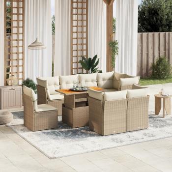 ARDEBO.de - 9-tlg. Garten-Sofagarnitur mit Kissen Beige Poly Rattan