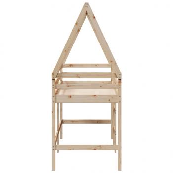 Hochbett mit Leiter und Dach 80x200 cm Massivholz Kiefer