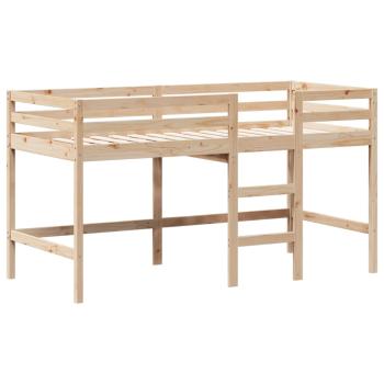 Hochbett mit Leiter und Dach 80x200 cm Massivholz Kiefer