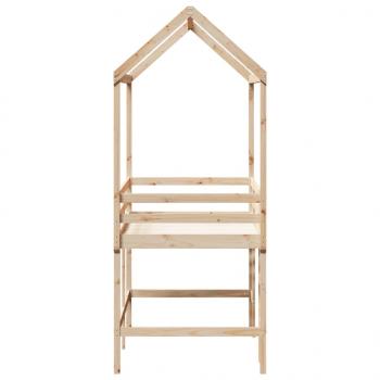 Hochbett mit Leiter und Dach 80x200 cm Massivholz Kiefer