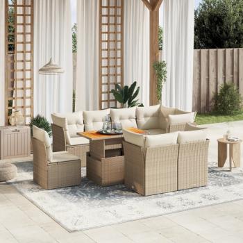 ARDEBO.de - 9-tlg. Garten-Sofagarnitur mit Kissen Beige Poly Rattan