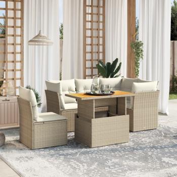 ARDEBO.de - 5-tlg. Garten-Sofagarnitur mit Kissen Beige Poly Rattan