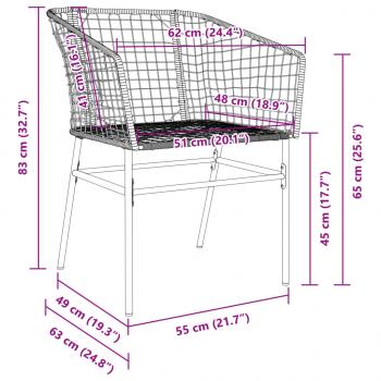 Gartenstühle 2 Stk. Schwarz Poly Rattan