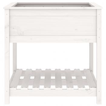 Pflanzkübel mit Ablage Weiß 82,5x82,5x81 cm Massivholz Kiefer